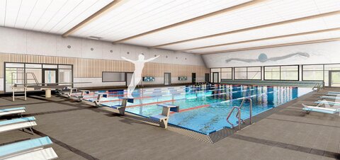 Hallenbad Neubau Visualsierung Außen