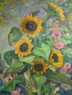 Marga von Garrel (251)a, Sonnenblumen, 1998 - Marga von Garrel, Sonnenblumen, Öl auf Leinwand, 1998, Foto: Renate Crewell Marga von Garrel (251)a, Sonnenblumen, 1998