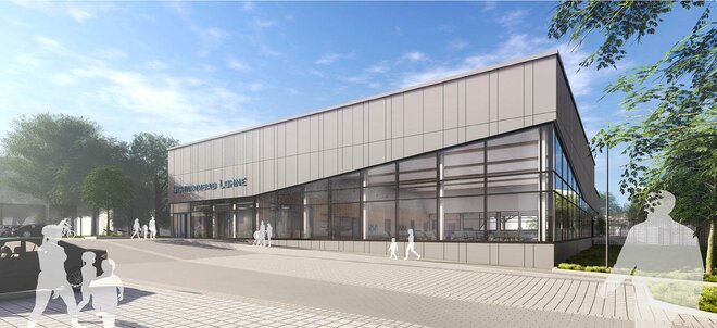 Hallenbad Neubau Visualsierung Außen