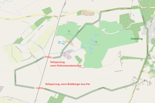 Sperrung am Pohlwiesendamm und BrettbergerAue