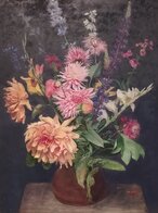 Marie Meyer-Glaeseker, Sommerstrauß, 1967, Öl auf Hartfaser, Privatbesitz