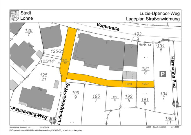 Lageplan Luzie-Uptmoor-Weg